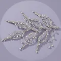 Elegant bridal rhinestone hairpiece with silver leaf branch design for wedding hairstyle - Dating & Outing Style (HS-J7331S) / Silver