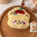 Kawaii crèmegeel pluche beer haarelastiekje met schattige kersenborduurwerk decoratie - 1# Crème Gele Beer Kers Haarelastiekje