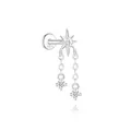 Elegante S925 sterling zilveren ster oorsteker met hangende diamanten kettingen - Sterrenstraal Dubbele Ketting Stijl / Witgoud