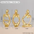 Set of three golden resin abstract thinker statues with dimensions for home and office shelf decor - Thinker Figure 3-Piece Set (7128P-01) / Set of 3 / Gold
