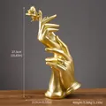 Elegant golden hand-held rose resin sculpture for modern home office decor - Hand Holding Rose Sculpture (7128G-01) / Gold