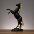 Elegante schwarze und goldene Pferdefigur aus Harz für Zuhause oder Büro, 29,5 cm hoch - 7128j-03 instant success-black