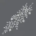 Elegant silver bridal vine hairband featuring sparkling zirconia leaf and flower design - Exquisite Floral Style (HS-J6256) / Silver