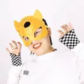 Yellow faux leather fox eye mask for cosplay, roleplay, and stage performance costumes. - One Size / Mask / Orange Yellow