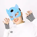 Sky blue leather fox mask accessory for cosplay costumes with silver stud details - One Size / Fox Mask / Sky Blue