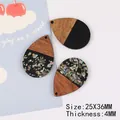 Pendentifs en forme de goutte en bois et résine avec nacre, 25x36mm pour bijoux DIY - Forme Goutte d'Eau - Incrustation de Coquillage / 25x36mm