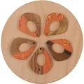 Χειροποίητα DIY κρεμαστά δάκρυα από φυσικό ξύλο και πορτοκαλί ρητίνη με φύλλα χρυσού - Πακέτο 10 Τεμαχίων / Πορτοκαλί