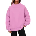 Frontansicht eines rosa Sweatshirts mit Stehkragen und einer lockeren Passform - S / Oberteile / Rosa