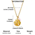 Beach style gold shell pendant necklace with pearls and stainless steel chain details - Shell Artificial Pearl Stainless Steel Necklace (N08496)