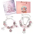 Rosa Weihnachts-Adventskalender-Schmuckset mit DIY-Armbändern und rosa Geschenkbox - Rosa