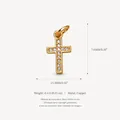 Pendentif croix minimaliste en cuivre plaqué or avec pierres étincelantes détails - Pendentif croix pavée uniquement (Sans chaîne)
