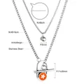 Detaillierte Ansicht der doppellagigen Edelstahlhalskette mit T-Bar Sternanhänger - Silberne doppelschichtige Sternenkette - Orange (NE29120LS)