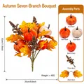 Realistic autumn harvest bouquet with mini pumpkins and maple leaves, dimensions 30x25cm. - 7-Stem Autumn Bouquet / Autumn Harvest Bouquet-B315