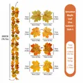 Specificaties voor kunstmatige esdoornbladguirlande met 200 cm lengte en details. - 26-Kops Herfstkleur Kunstslinger (4) / 200cm