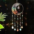 Κομψή σελήνη suncatcher με πολύχρωμες φυσικές πέτρες τσάκρα και κρυστάλλινα μενταγιόν - Finished Product / Πολύχρωμο