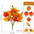 Ramo de otoño artificial con calabazas y hojas de arce, 30 cm de altura total - Ramo de Otoño de 7 Tallos / Ramo Cosecha Otoño-B316