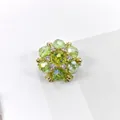 Exquisito botón decorativo de flor de cristal verde con base dorada para abrigos - Estilo de Circonita / 21mm / Verde con Fondo Dorado