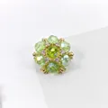 Exquisite green crystal flower decorative sew-on button with gold base for coats - Zirconia Style / 21mm / Green with Gold Back