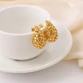Pendientes de gota huecos bañados en oro con diseño geométrico y estilo minimalista - 2# Dorado (27*16, 10g) / Dorado