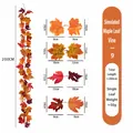 Detailweergave van 200 cm kunstmatige esdoornblad slinger met afmetingen van de bladeren. - 26-Kops Rijke Herfst Stijl (9) / 200cm
