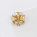Exquisito botón de flor de cristal rosa con base de metal dorado para abrigos de lujo - Estilo de Circonita / 21mm / Base Oro Rosa