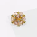 Exquisite pink crystal flower button with a polished gold metal base for luxury coats - Zirconia Style / 21mm / Pink Gold Base