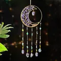 Attrape-soleil croissant de lune avec arbre de vie en améthyste et pierres naturelles - Produit fini / Violet