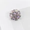 Elegante bottone da cucito in cristallo floreale viola con base argento per cappotti - Stile Zirconia / 18mm / Base Argento Viola