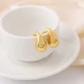 Elegantes pendientes de gota de agua dorados con un acabado pulido suave - 25 x 14mm / Dorado