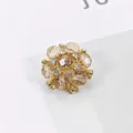 Squisito bottone a fiore con strass arancioni e base dorata per cappotti di lana - Stile Zirconia / 18mm / Arancione con Base Argentata