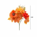 Bouquet de récolte d'automne artificiel avec feuilles d'érable et fleurs orange pour décor - Bouquet de Simulation d'Automne-B196