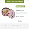 Gardenia Duftkerze in einer floralen Blechdose mit reinen botanischen Duftnoten - Gardenie Duft / Lose Verpackung