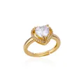 Elegant 18K gold plated heart-shaped cubic zirconia adjustable open ring for women - Heart Shape Micro Pave Zirconia Style (G124433)