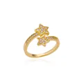 Adjustable 18K gold plated open ring with sparkling cubic zirconia star charms - Adjustable Open / Gold Double Star Inlaid Style (G3014358)