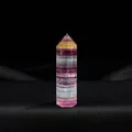 Natural rainbow fluorite crystal point hexagonal single pointed prism wand - Rainbow Fluorite / Length 4-5cm