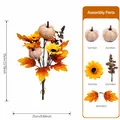 Bouquet d'automne artificiel avec citrouilles en velours, tournesols et feuilles d'érable - Bouquet de Simulation d'Automne-B354