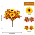 Bouquet d'automne artificiel avec tournesols et feuilles d'érable pour décoration - Bouquet de Simulation d'Automne-B336