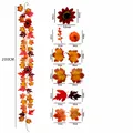 200cm kunstmatige esdoornblad slinger met zonnebloemen en pompoenen voor herfst decoratie - Oogst Zonnebloem Pompoen Stijl (26头仿真枫叶藤条-015) / 200cm