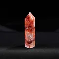 Natural red hematoid quartz crystal column with single pointed hexagonal prism shape - Red Hematoid Quartz / Length 4-5cm