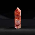 Natural red hematoid quartz crystal column with single pointed hexagonal prism shape - Red Hematoid Quartz / Length 4-5cm