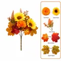Bouquet d'automne artificiel avec tournesols et feuilles d'érable pour décoration - Bouquet de Simulation d'Automne-B338