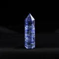 Polished hexagonal blue vein stone crystal column point for home decor and healing - Sodalite / Length 4-5cm