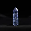 Polished hexagonal blue vein stone crystal column point for home decor and healing - Sodalite / Length 4-5cm