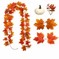 Herfst kunstmatige esdoornblad slinger met pompoenen voor Thanksgiving huisdecoratie - 21-Kops met pompoen en bessen stijl (15) / 200cm