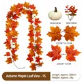 Herfst kunstmatige esdoornblad slinger met pompoenen voor Thanksgiving huisdecoratie - 21-Kops met pompoen en bessen stijl (15) / 200cm