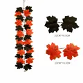 100 cm kunstmatige herfst esdoornblad slinger met zwarte en oranje bladeren decor - 1m zwart en oranje tweekleurige stijl (6) / 100cm