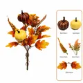 Bouquet d'automne artificiel avec citrouilles décoratives et feuilles d'érable décoratives - Bouquet de Simulation d'Automne-B350