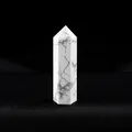 Natural hexagonal white turquoise crystal point pillar with grey marble texture - White Turquoise / Length 4-5cm
