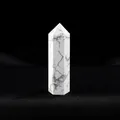 Natural hexagonal white turquoise crystal point pillar with grey marble texture - White Turquoise / Length 4-5cm