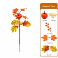 Tige d'automne artificielle avec citrouilles, feuilles d'érable et baies de récolte - Bouquet de Simulation d'Automne-B362